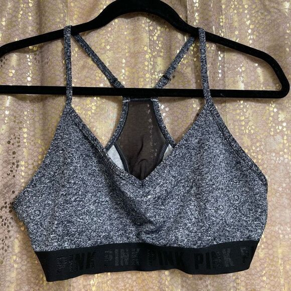 Victoria Secret Pink Sport Bra Ultimate Lightly Lined Womens Large Black Gray - Picture 1 of 5